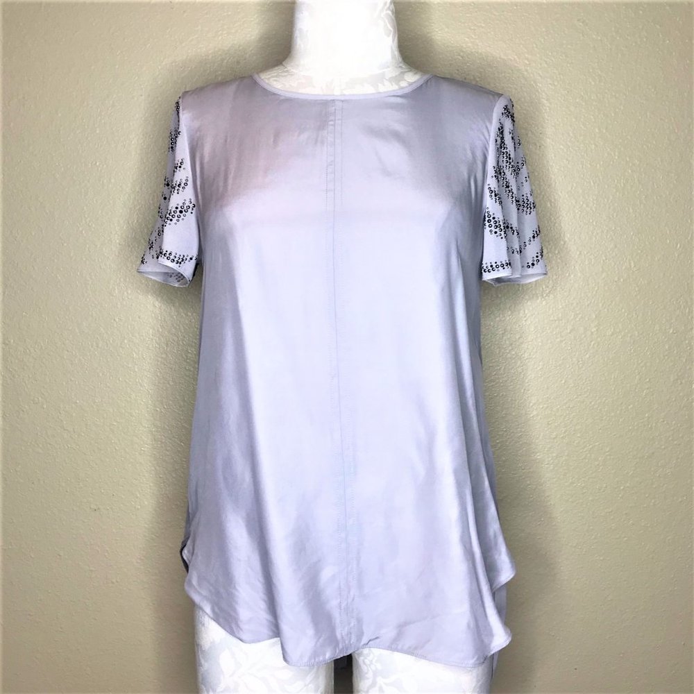 REBECCA TAYLOR Embellished Short Sleeve Blouse